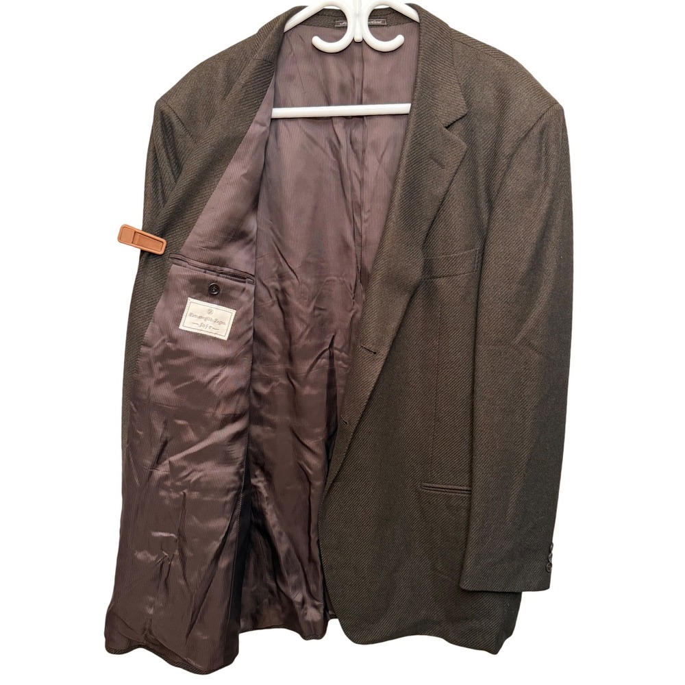 Ermenegildo Zegna Soft Silk Cashmere Blazer Brown Saks 56R Sport Coat